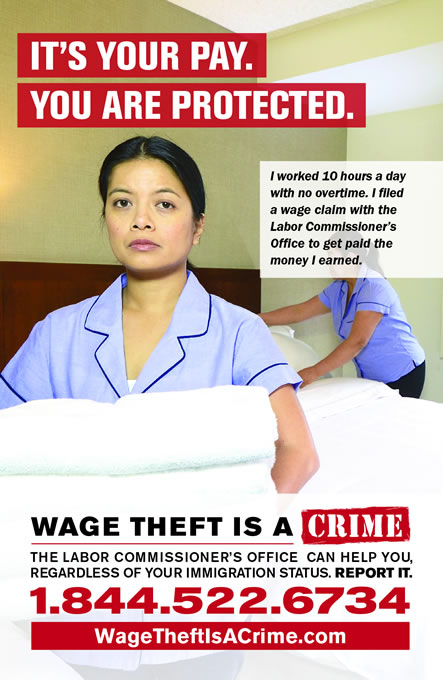 Wage Theft Campaign poster.